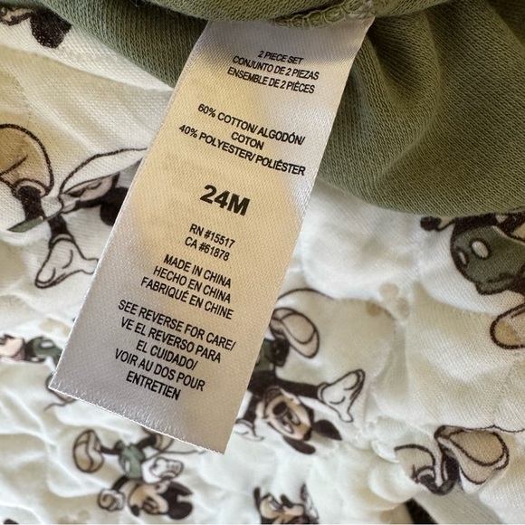 Disney Baby Boy Mickey Mouse Overall Set 2 PC Green Long Sleeve Top 24M NWT - Picture 7 of 7